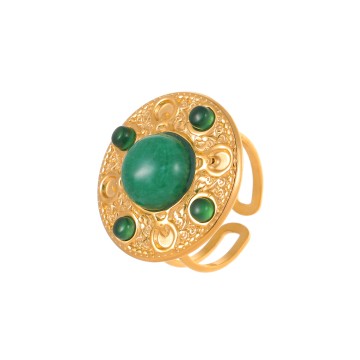 Bague Louisa dorée et verte