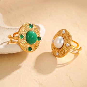 Bague Louisa dorée et perles