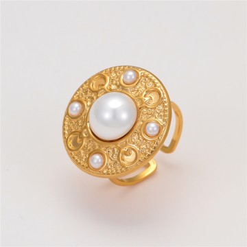 Bague Louisa dorée et perles