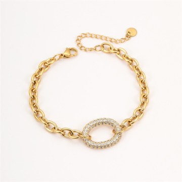 Bracelet Chic Acier Inoxydable Doré | Strass & Éclat